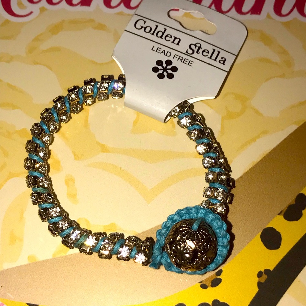Golden Stella Rhinestone Wrap Turquoise Bracelet